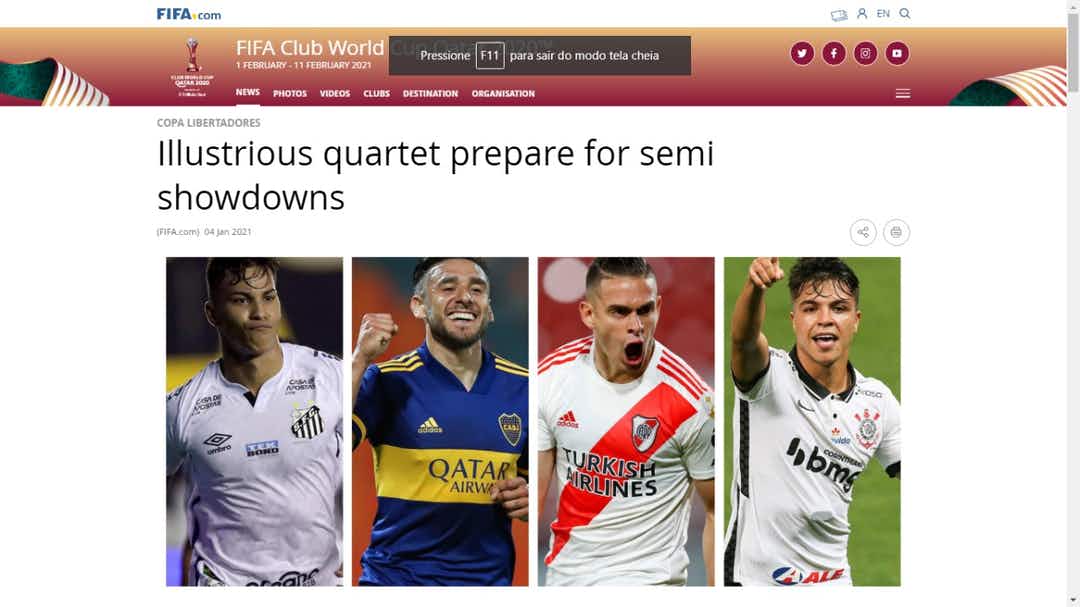 Portero Por el contrario filosofía FIFA troca Palmeiras por Corinthians em seu site oficial - Giroesportesnews